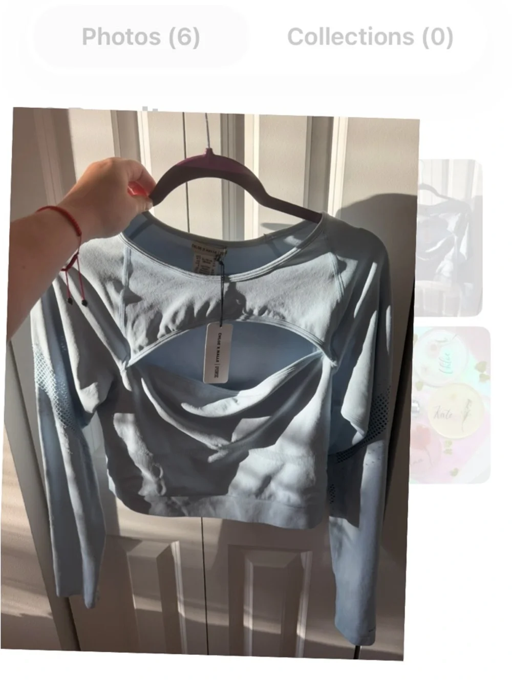 NWT Light Blue Women's Cutout Long-Sleeve Crop Top XL - Picture 3 of 4